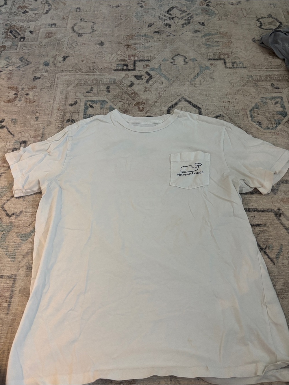 Vineyard Vines White Pocket Tee with Whale Logo